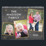 Chalkboard & Faux Gold Glitter Photo Collage Calendar<br><div class="desc">This trendy calendar features a chalkboard style background and faux gold glitter accents on your family photos. Personalise each month with your photo - several photo collage layouts available! Makes a great Christmas present for grandparents,  spouses,  and friends!</div>