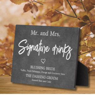 Chalkboard Faux Signature Drinks Wedding sign  Plaque