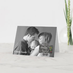 Chalkboard - Feliz Navidad Spanish photo/name Holiday Card