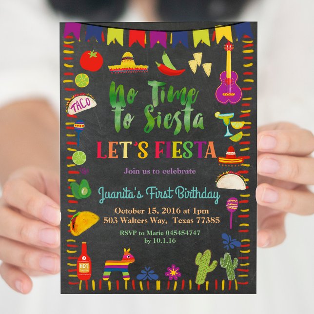 Chalkboard Fiesta Birthday Invitation Mexican (Creator Uploaded)