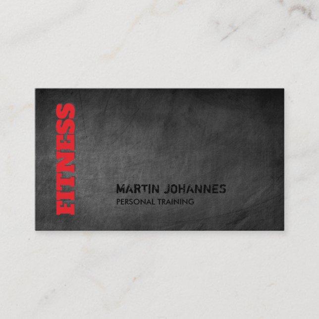 Chalkboard Fitness Personal Trainer Modern Sharp Business Card (Front)
