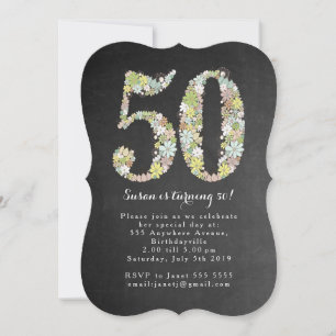 Chalkboard Floral 50th Birthday Party Invite