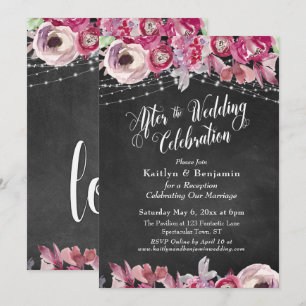 Chalkboard Floral After the Wedding Celebration Invitation