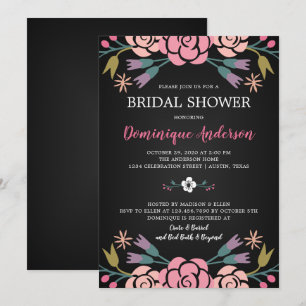 Chalkboard Floral Bridal Shower Invitation