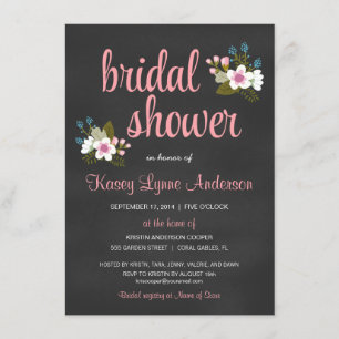 Chalkboard Floral Bridal Shower Invitations