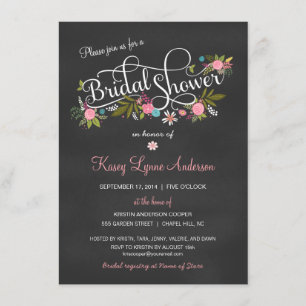 Chalkboard Floral Bridal Shower Invitations