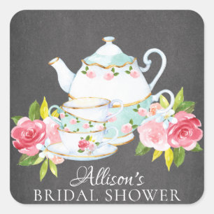 Chalkboard Floral Bridal Tea Party Envelope Seal