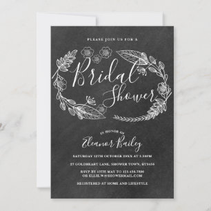 Chalkboard Floral Country Bridal Shower Invitation