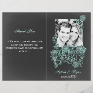 chalkboard Floral Folding Photo wedding programs