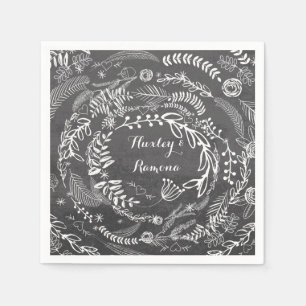 Chalkboard Floral Garland Napkin