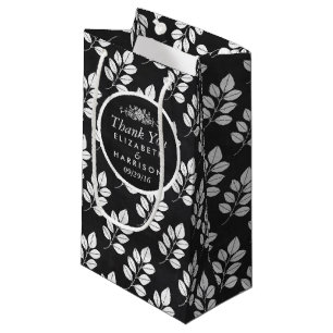 Chalkboard Floral Leaf Wedding Favor Small Gift Bag
