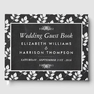 Chalkboard Floral Leaf Wedding Guest Book