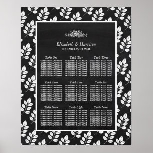 Chalkboard Floral Leaf Wedding Seating Chart