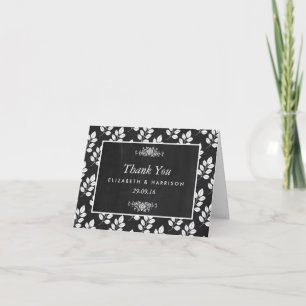 Chalkboard Floral Leaf Wedding Thank You