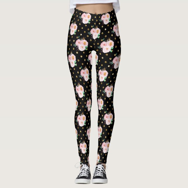 Chalkboard Floral Leggings (Front)