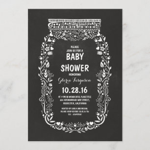 chalkboard floral mason jar rustic baby shower invitation