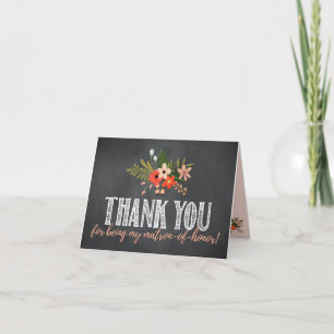 Chalkboard Floral Matron-of-Honour Thank You Card
