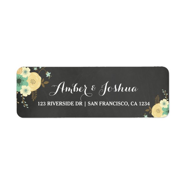 Chalkboard & Floral Return Address Label (Front)