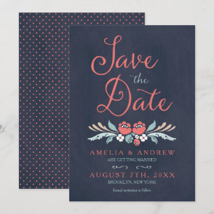 Chalkboard Floral Save the Date Card