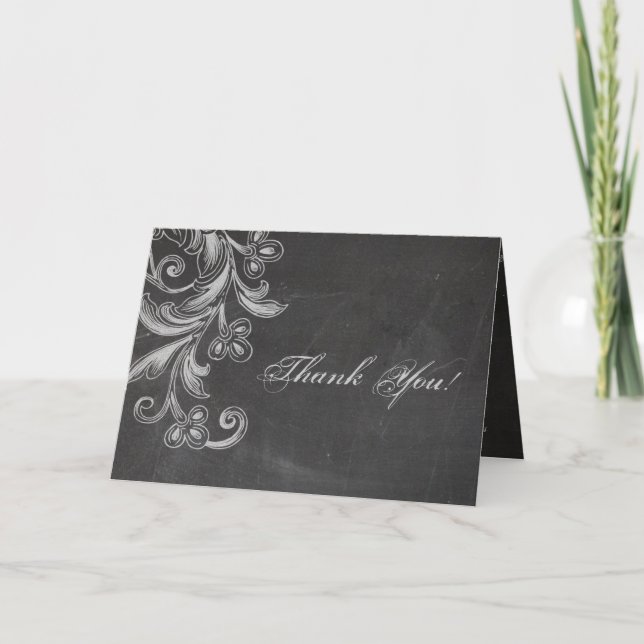 Chalkboard Floral Thank You Card (Front)