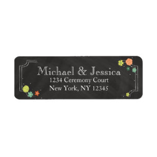Chalkboard Floral Wedding Return Address Label