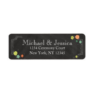 Chalkboard Floral Wedding Return Address Label