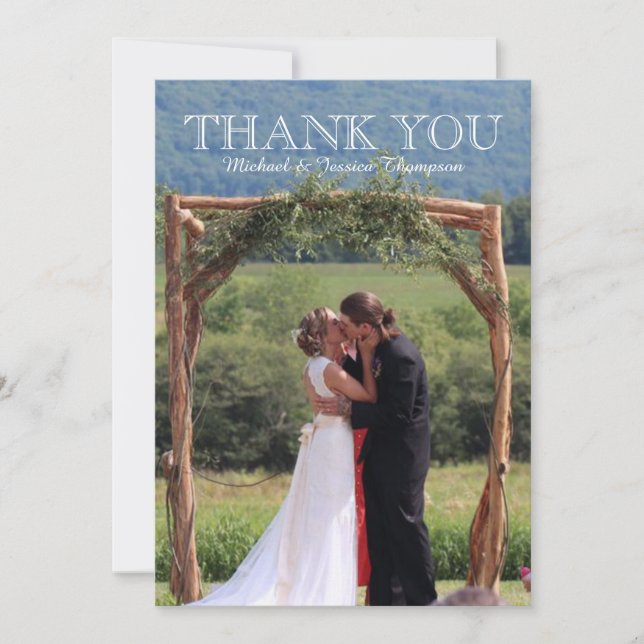 Chalkboard Floral Wedding THANK YOU Card (Front)