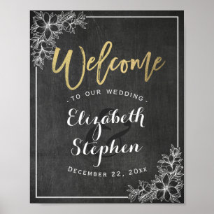 Chalkboard Floral Wedding Welcome Reception Sign