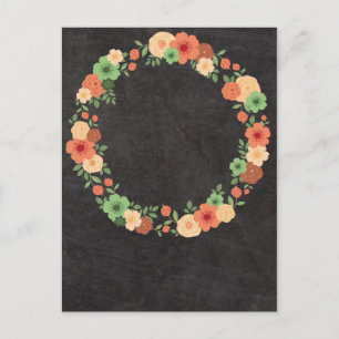 Chalkboard Floral Wreath Post Card