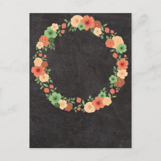 Chalkboard Floral Wreath Post Card