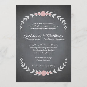 Chalkboard Floral Wreath Wedding Invitation