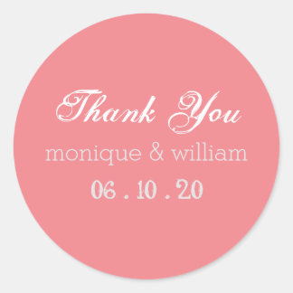 Chalkboard Flourish Pink Rustic Wedding Thank You Classic Round Sticker