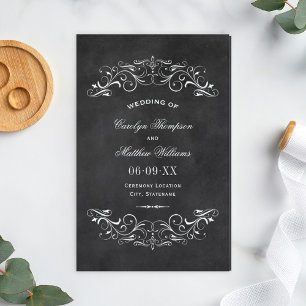 Chalkboard Flourish Vintage Wedding Ceremony Black