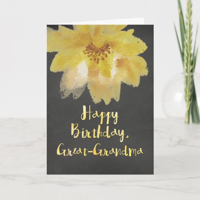 Chalkboard Flower Great Grandma Birthday Card (Front)
