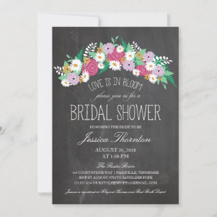 Chalkboard Flowers in Bloom Bridal Shower Invitation
