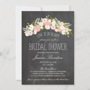 Chalkboard Flowers in Bloom Bridal Shower Invitation