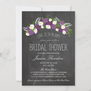 Chalkboard Flowers in Bloom Bridal Shower Invitation