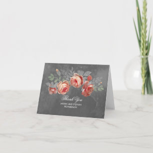 Chalkboard Flowers Rustic Wedding Thank You Card