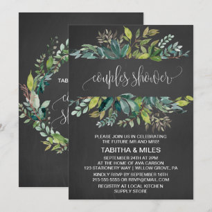 Chalkboard Foliage Couples Shower Invitation