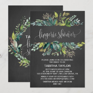 Chalkboard Foliage Lingerie Shower Invitation