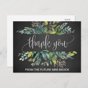 Chalkboard Foliage Thank You Postcard