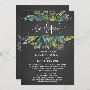 Chalkboard Foliage We Eloped Elopement Reception Invitation