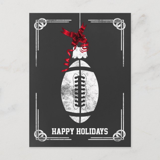 chalkboard football player Christmas Cards (Front)