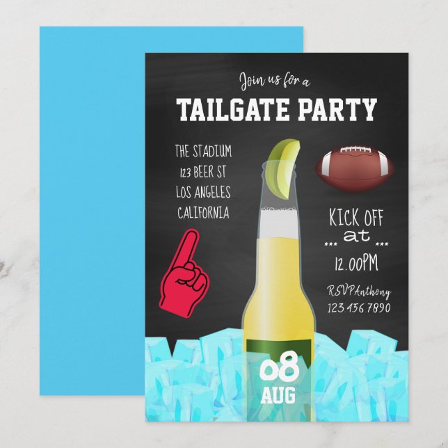 Chalkboard Football Tailgate Party Invitation (Front/Back)