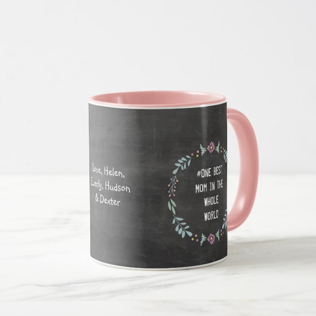 Chalkboard Forest Floral Garland Wreath Best Mum Mug (Front Right)