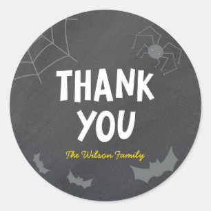 Chalkboard Frightful Creatures Halloween Thank You Classic Round Sticker