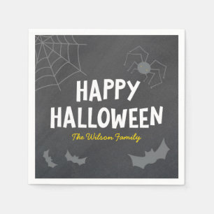 Chalkboard Frightful Creatures Happy Halloween Napkin