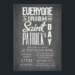 Chalkboard Fun Typography St. Patrick's Day Party Invitation<br><div class="desc">Start your St. Patty's day celebration off right with our modern & fun chalkboard St. Patrick's Day Bash Dinner Party invitation. Our stylish & trendy invitation features Everyone is Irish on St. Patrick's Day typography print on a popular black chalkboard background. Flip the invitation over to find a matching chalkboard...</div>