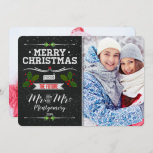 Chalkboard Future Mr and Mrs Christmas 2 Photo Holiday Card