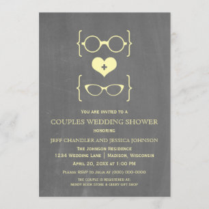 Chalkboard Geeky Glasses Couples Shower Invite